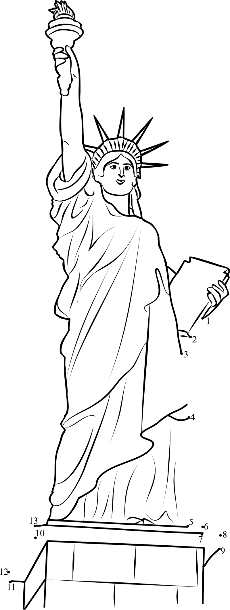 Statue Of Liberty printable dot to dot worksheet