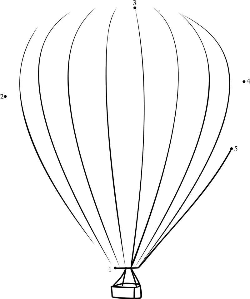 Hot Air Balloon Flight dot to dot worksheets