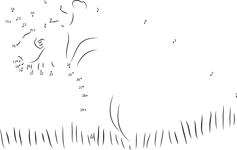 Black Rhino In Grass dot to dot worksheets