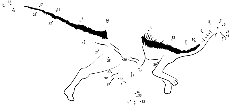 Gallimimus Dino printable dot to dot worksheet