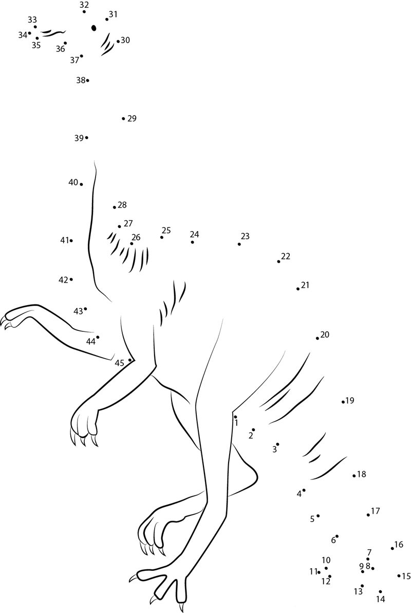 Struthiomimus printable dot to dot worksheet