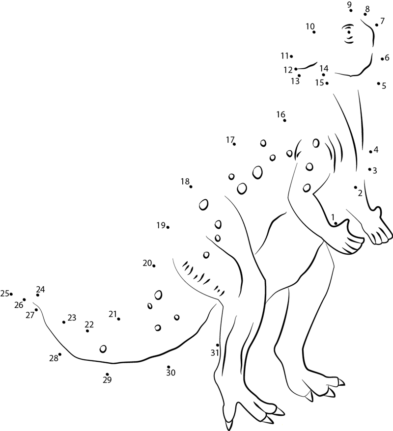 Iguanodon Dinosaur printable dot to dot worksheet