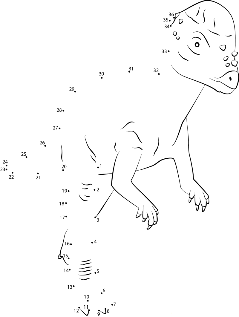 Pachycephalosaurus Dino printable dot to dot worksheet