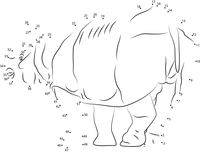 Fat Rhino printable dot to dot worksheet