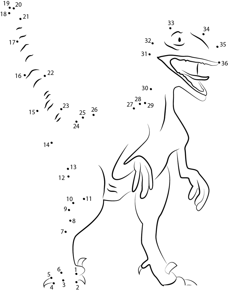 Deinonychus Model printable dot to dot worksheet