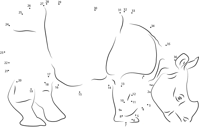 Indian Rhino dot to dot worksheets