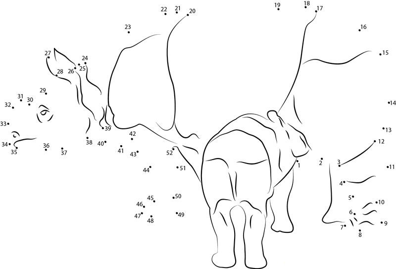 Panzernashorn Baby Drink Milk printable dot to dot worksheet