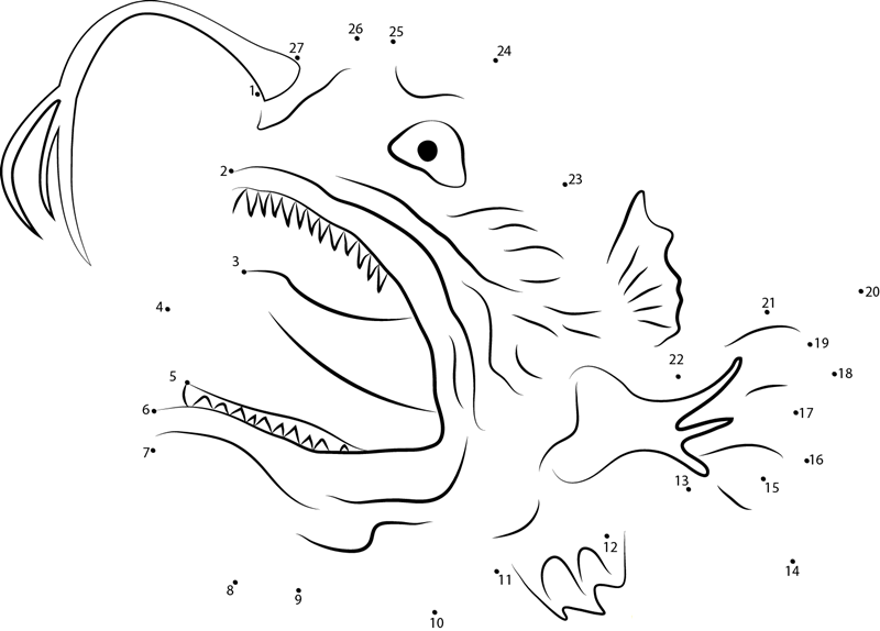 Anglerfish dot to dot worksheets