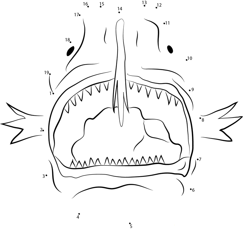 Anglerfish Face dot to dot worksheets