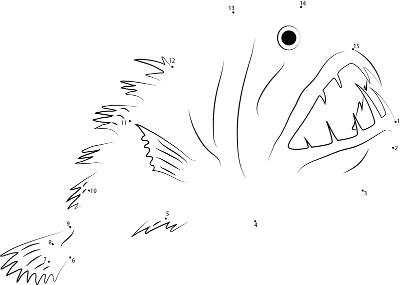 Anglerfish Fangtooth dot to dot worksheets