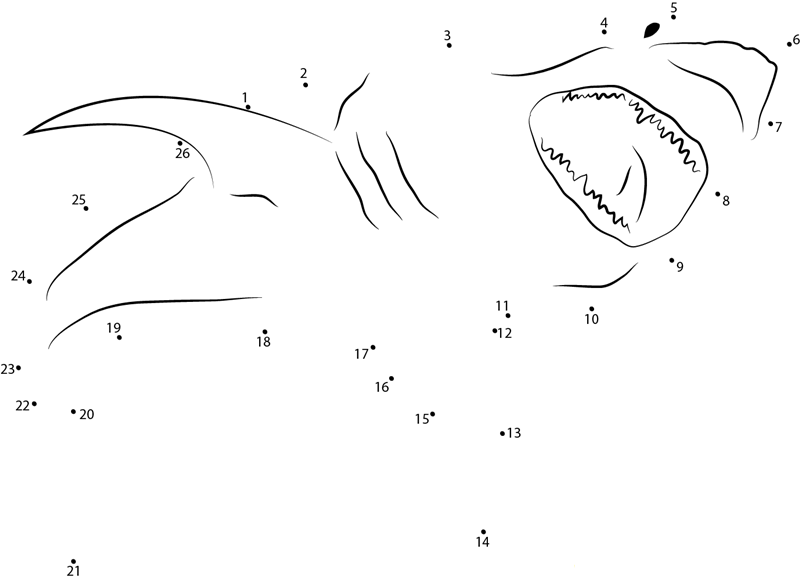 Angry Shark printable dot to dot worksheet