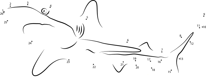 Shark printable dot to dot worksheet