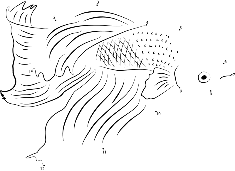 Cute Betta Fish printable dot to dot worksheet