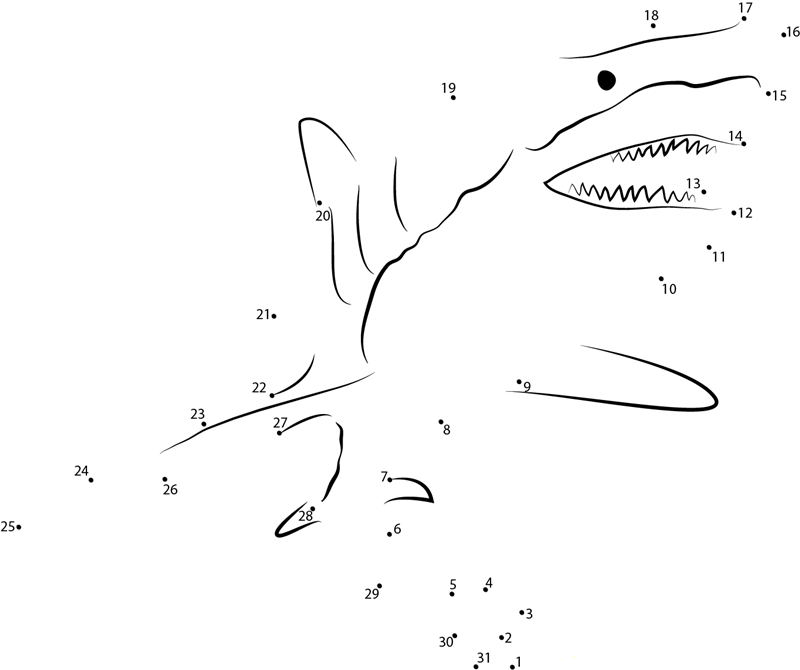 Shark Attack dot to dot worksheets