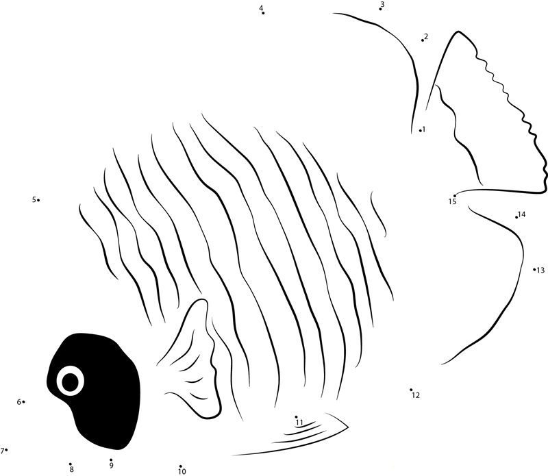 Black Back Butterflyfish printable dot to dot worksheet