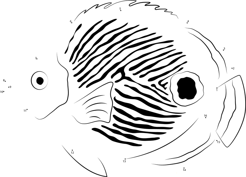 Foureye Butterflyfish printable dot to dot worksheet