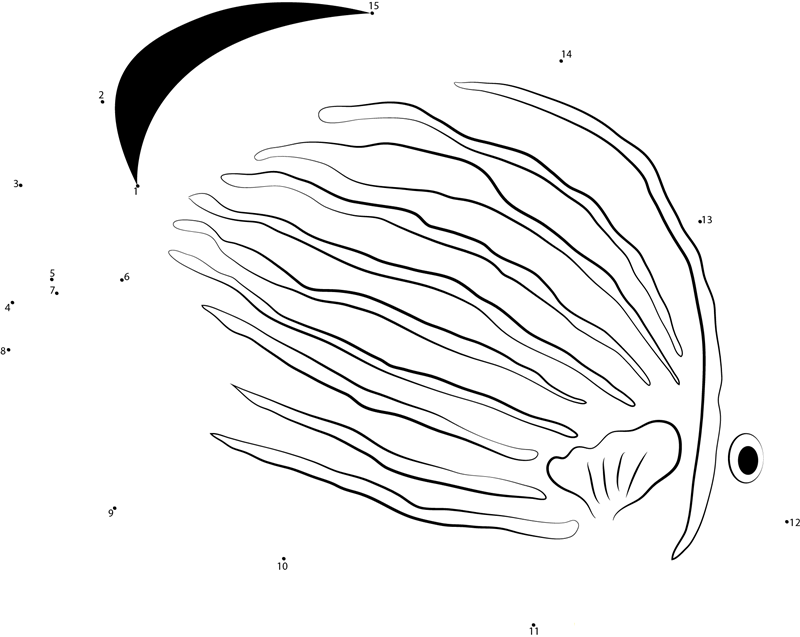 Polyp Butterflyfish printable dot to dot worksheet