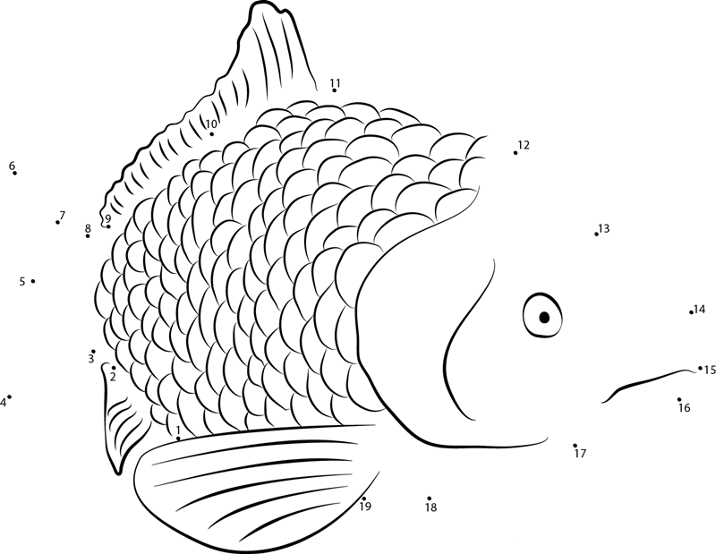 Carp Face printable dot to dot worksheet