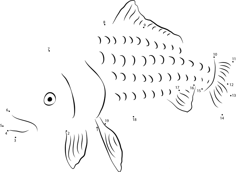 Small Ghost Carp dot to dot worksheets