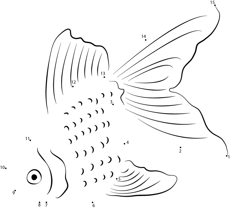 Fantail Goldfish dot to dot worksheets