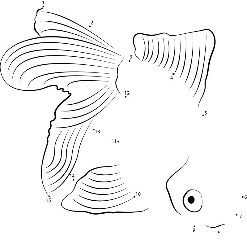 Freshwater Goldfish dot to dot worksheets