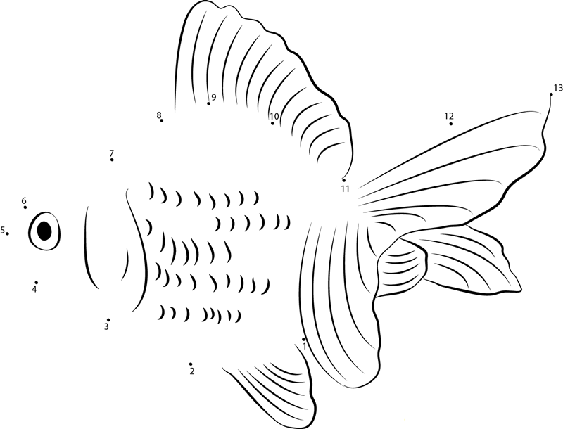 Goldfish In Blue Water dot to dot worksheets