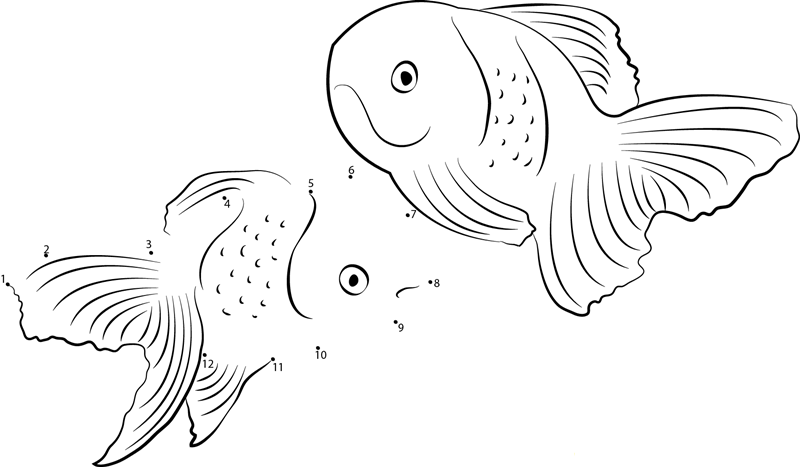 Goldfish In National Aquarium dot to dot worksheets