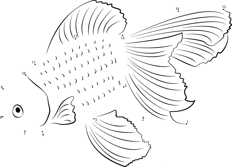 Goldfish Underwater dot to dot worksheets