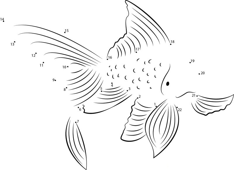 Orange Goldfish printable dot to dot worksheet