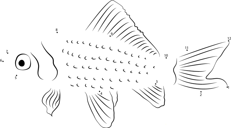 Shukin Goldfish printable dot to dot worksheet