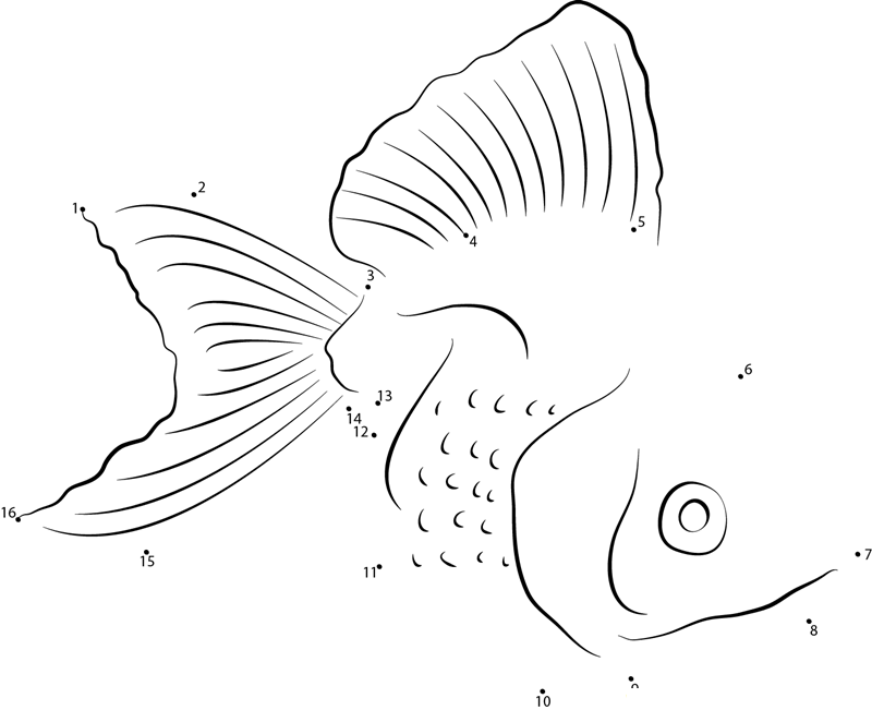 Tamasaba Goldfish printable dot to dot worksheet