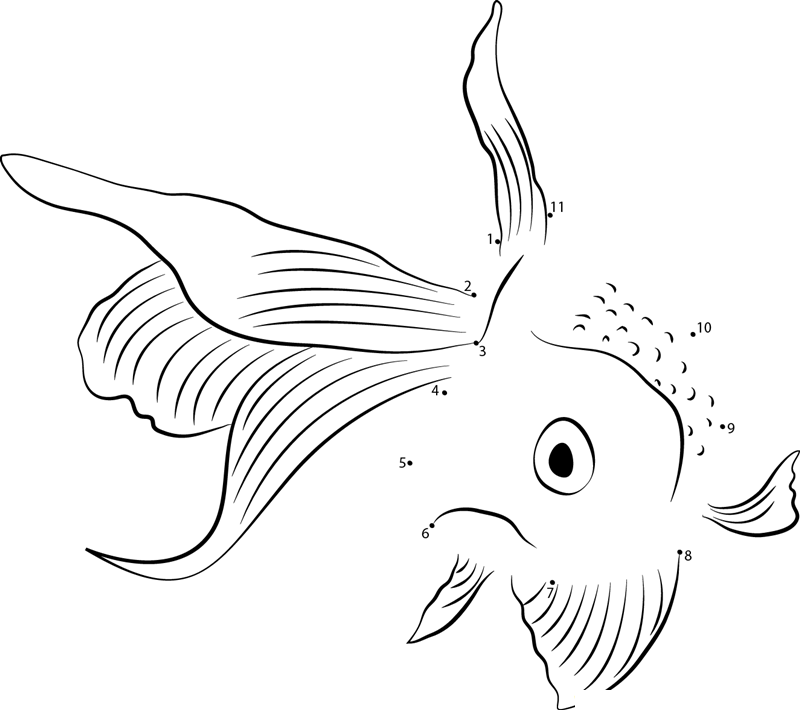 Unhappy Goldfish printable dot to dot worksheet