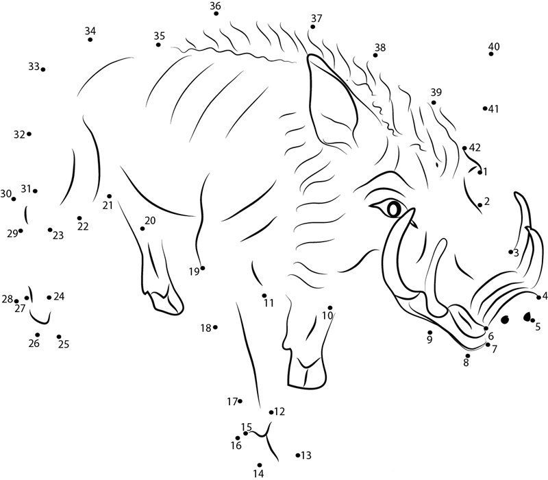 Burrowing Boar printable dot to dot worksheet