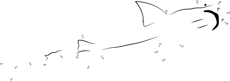 Cocos Shark Fish printable dot to dot worksheet