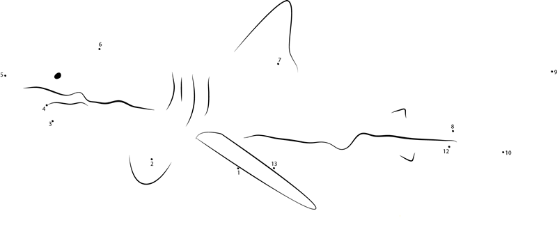 Great White Shark In Attack printable dot to dot worksheet