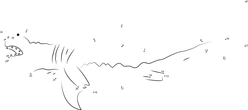 Great White Shark See printable dot to dot worksheet