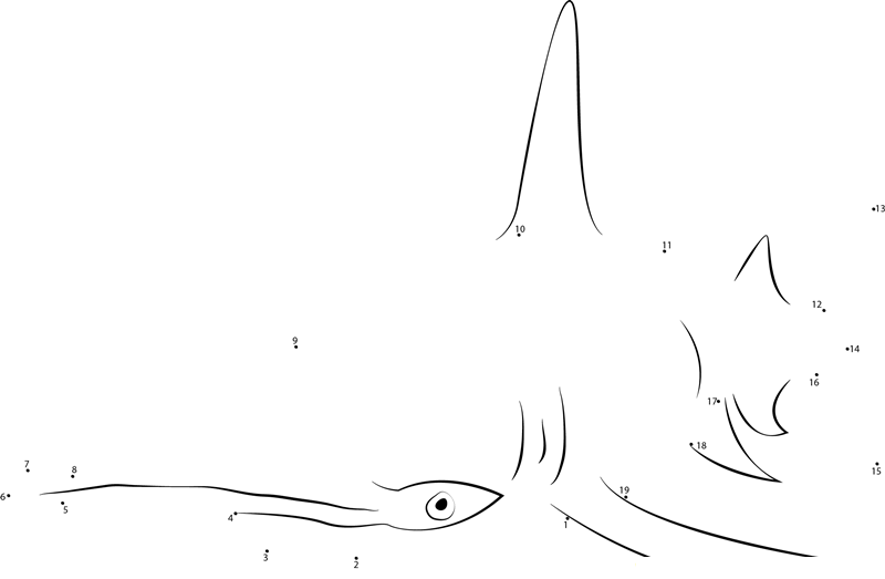 Hammerhead Shark In Underwater printable dot to dot worksheet