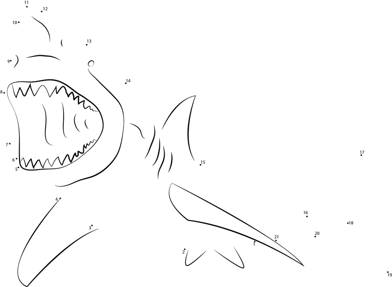 Lemon Shark Attacking dot to dot worksheets