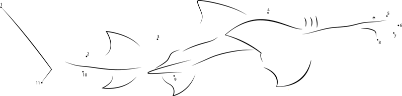 Lemon Shark Underwater dot to dot worksheets