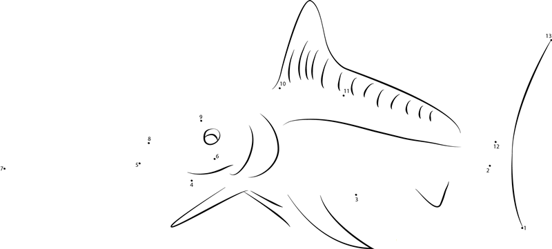 White Marlin printable dot to dot worksheet