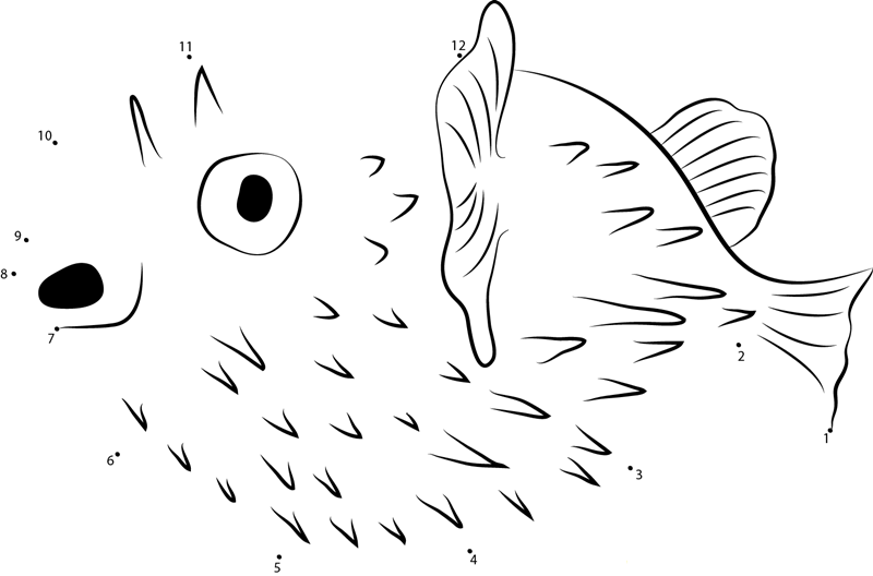 Porcupinefish In National Aquarium dot to dot worksheets