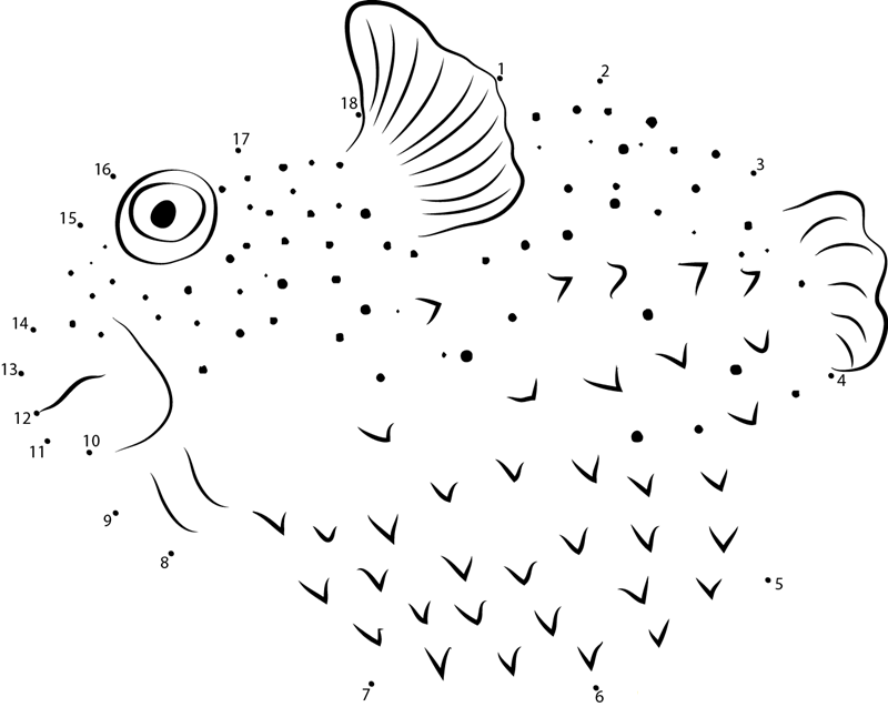 Pufferfish dot to dot worksheets