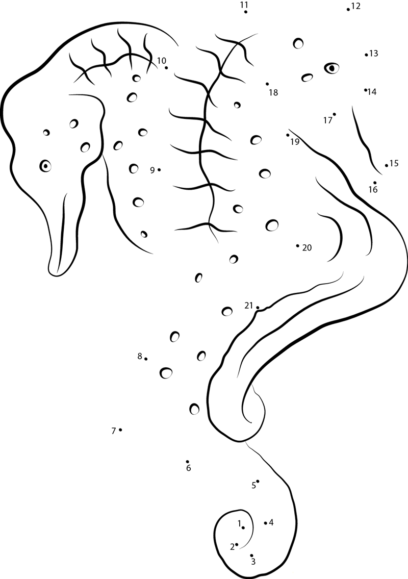 Golden Sanibel Seahorse printable dot to dot worksheet