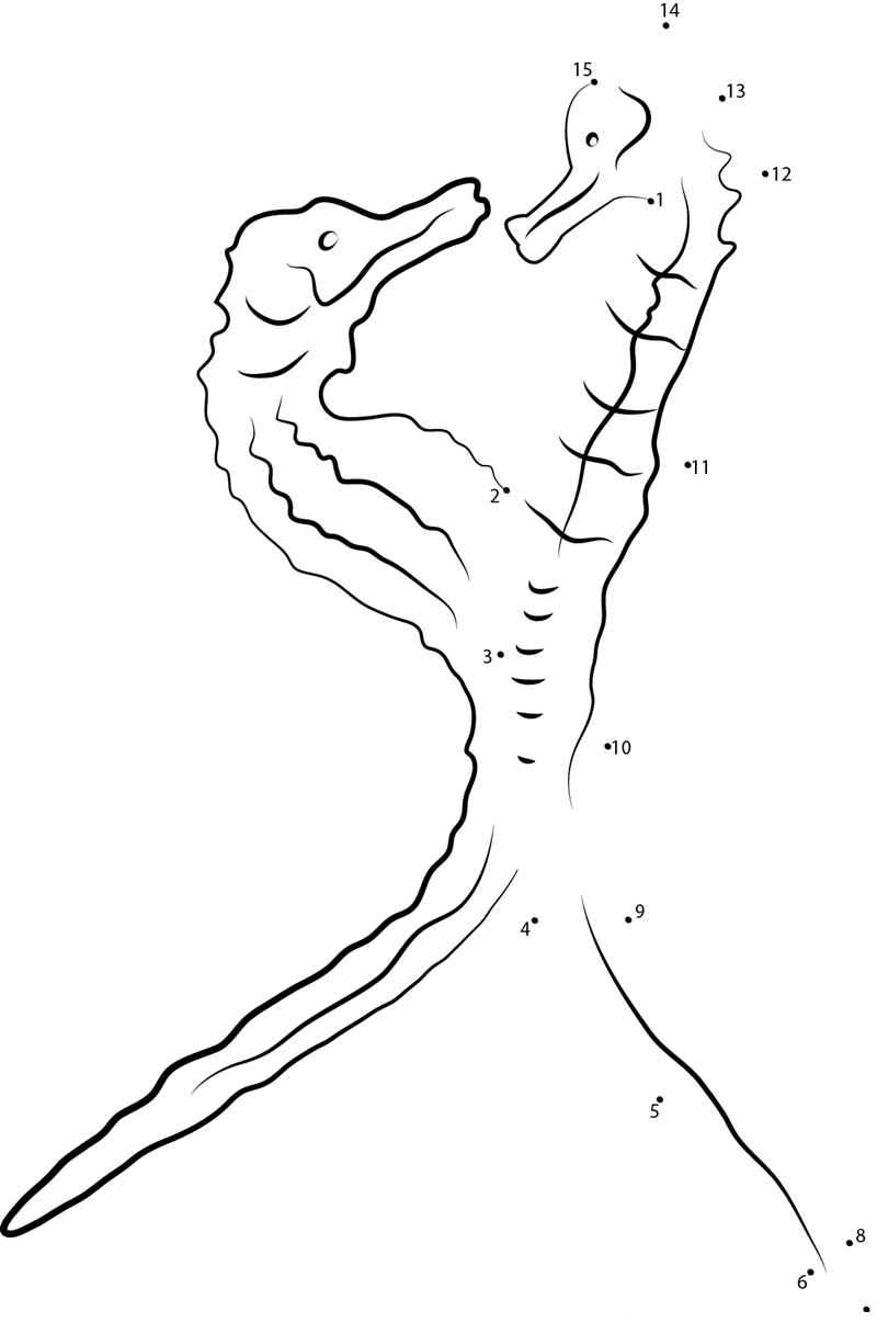 Rainbow Colored Seahorse printable dot to dot worksheet