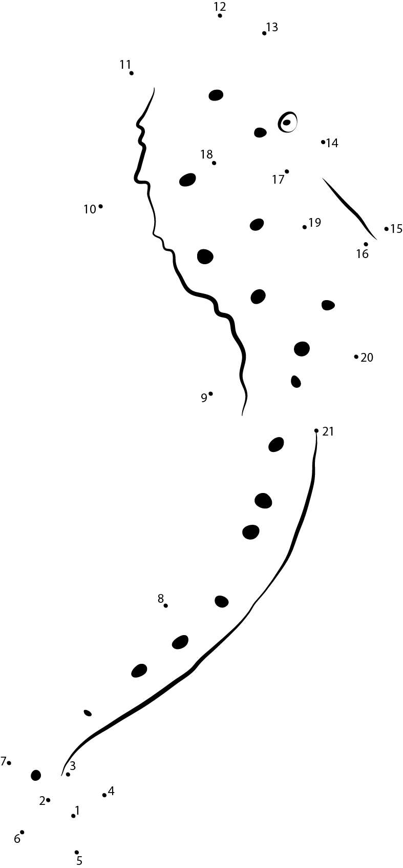 Spiny Seahorse printable dot to dot worksheet