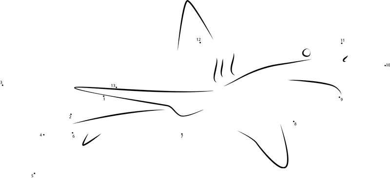 Caribbean Reef Shark printable dot to dot worksheet