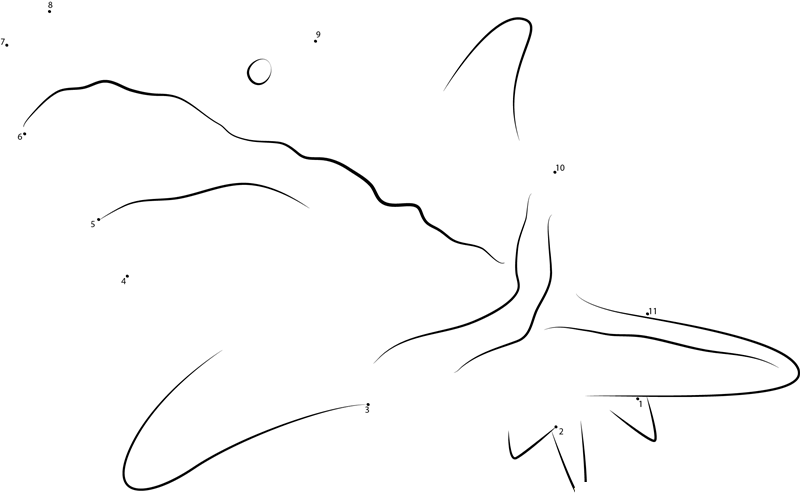 Close Up Of Great White Shark printable dot to dot worksheet