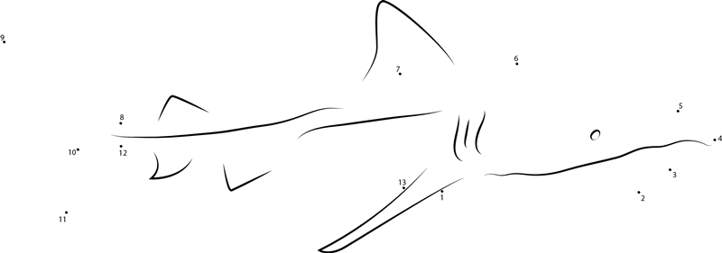 Goblin Shark printable dot to dot worksheet