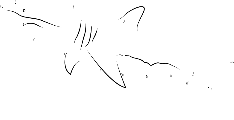 Shark In National Aquarium printable dot to dot worksheet