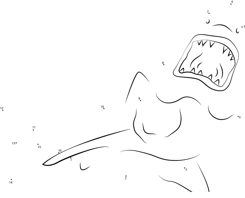 Shark Open Mouth dot to dot worksheets